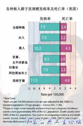 各种族子宫颈癌发病率死亡率