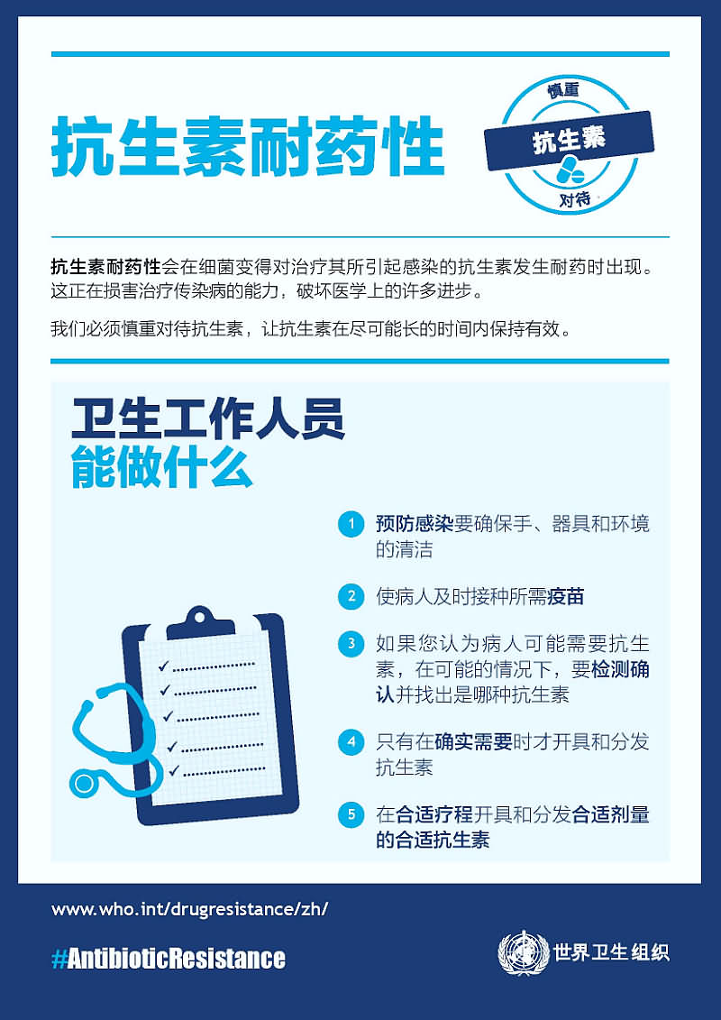 抗生素耐药性：卫生工作人员能做什么