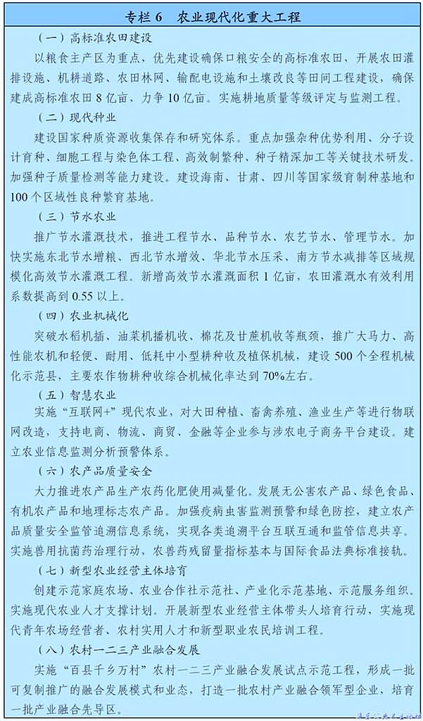 农业现代化重大工程