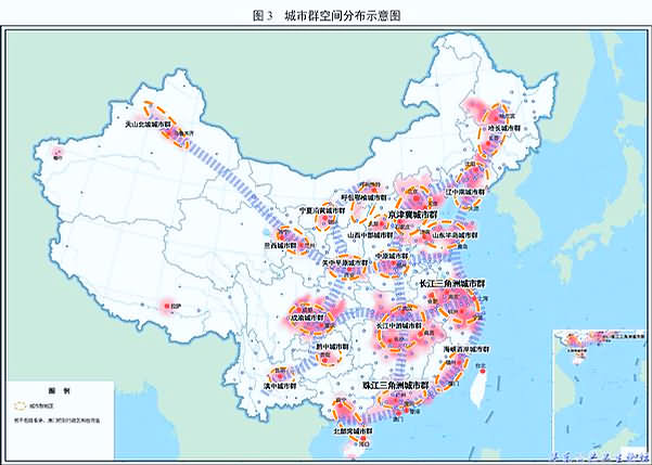 城市群空间分布示意图