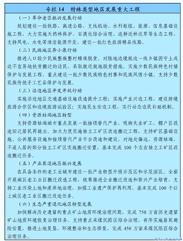 特殊类型地区发展重大工程